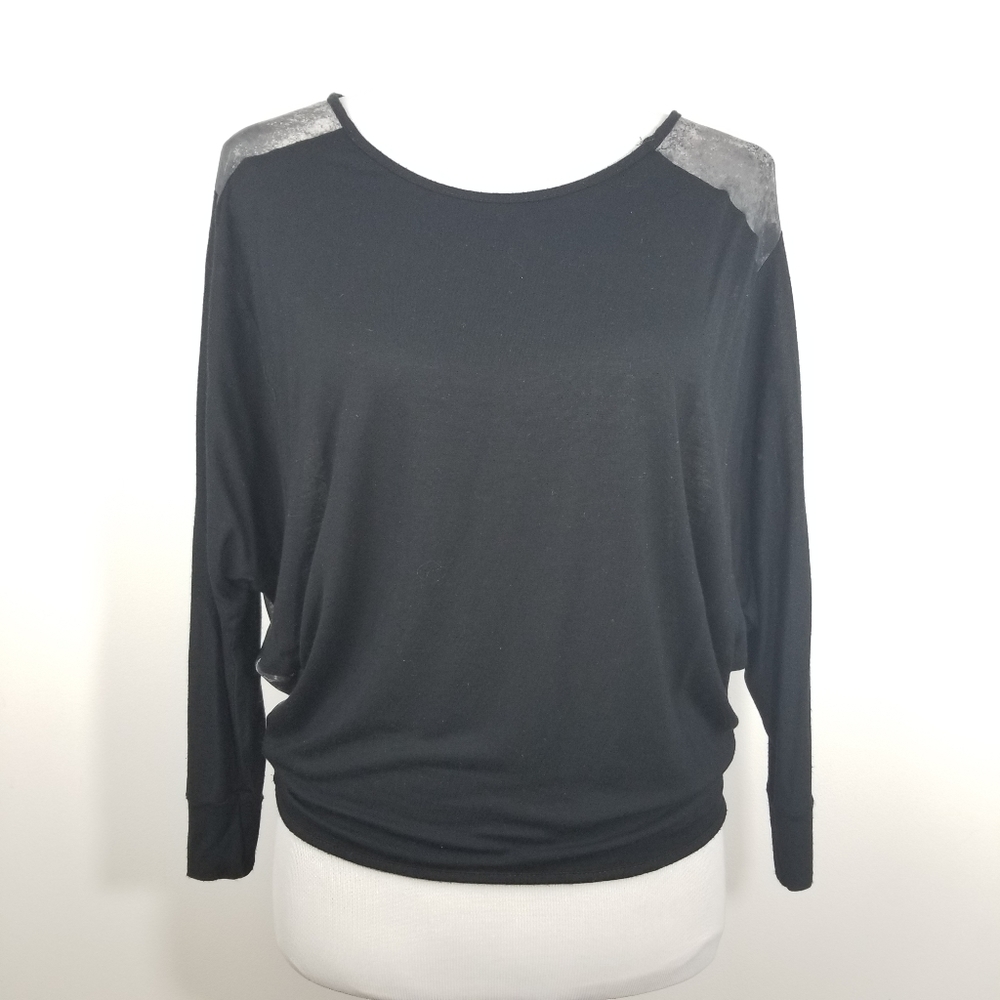 ●4x$20 Flash Mob women S Black marble High-low sheer top